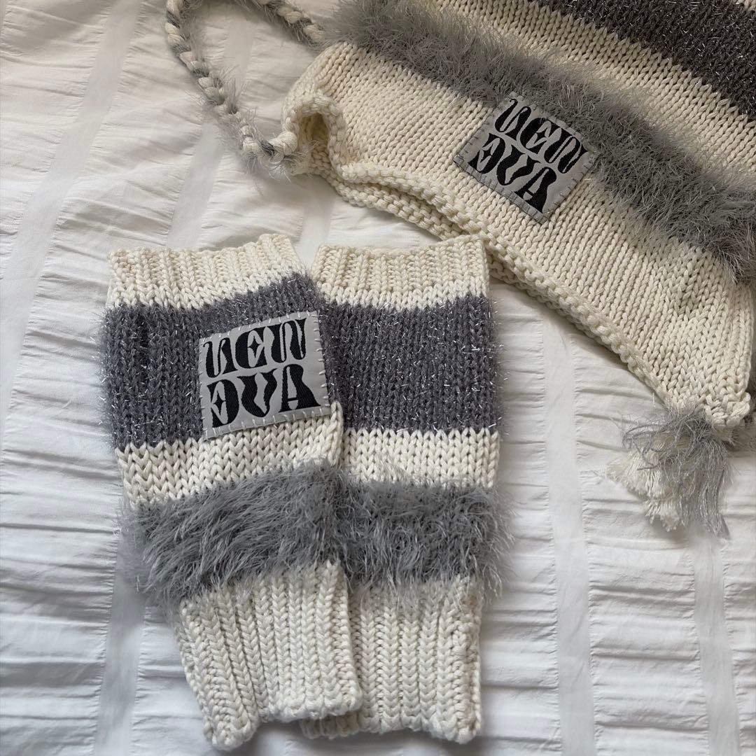 NEWAVE 猫耳ニット帽 アームウォーマーセット