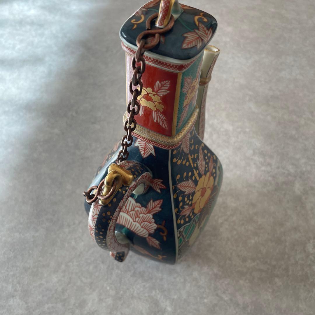 美品【希少】伊万里有田焼　林九郎窯　金彩色絵 水差し 酒器　水柱