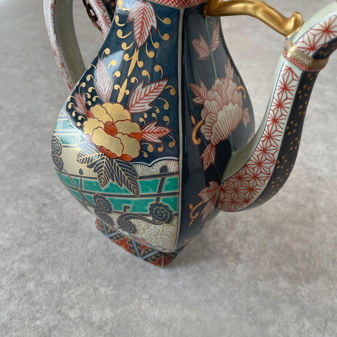 美品【希少】伊万里有田焼　林九郎窯　金彩色絵 水差し 酒器　水柱