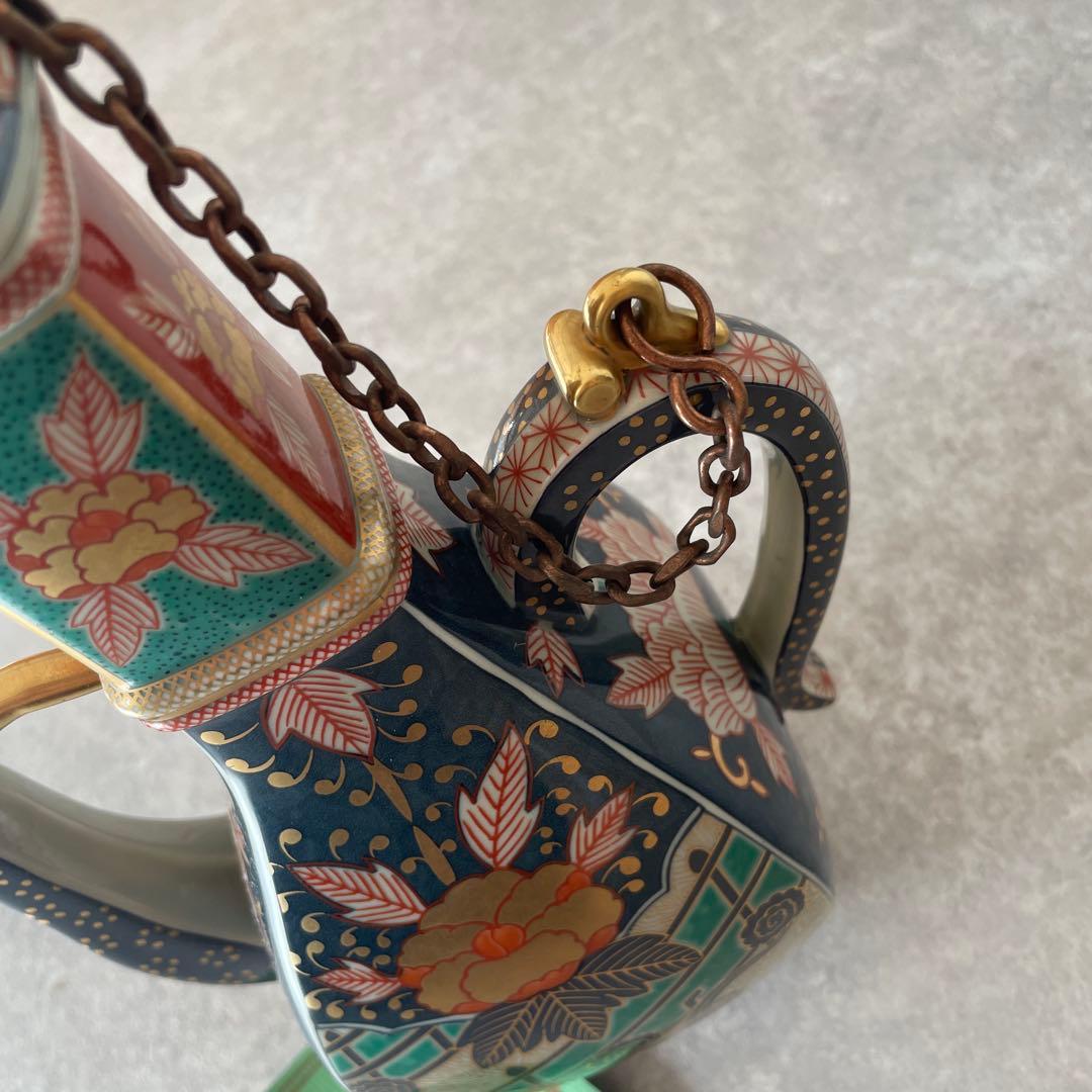 美品【希少】伊万里有田焼　林九郎窯　金彩色絵 水差し 酒器　水柱