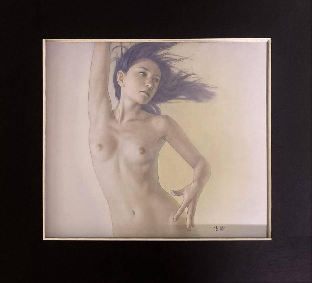 高塚省吾、【上がり拍子】、希少な額装用画集画、新品高級額 額装付