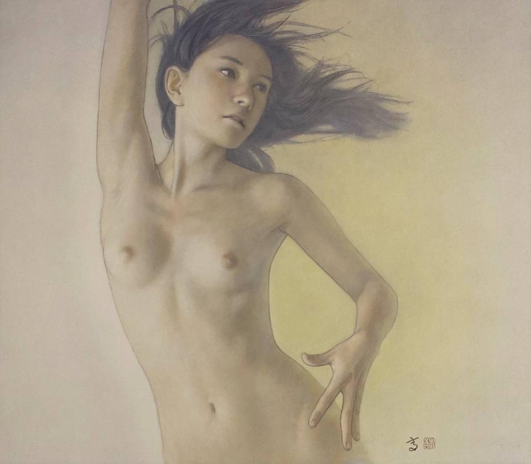 高塚省吾、【上がり拍子】、希少な額装用画集画、新品高級額 額装付