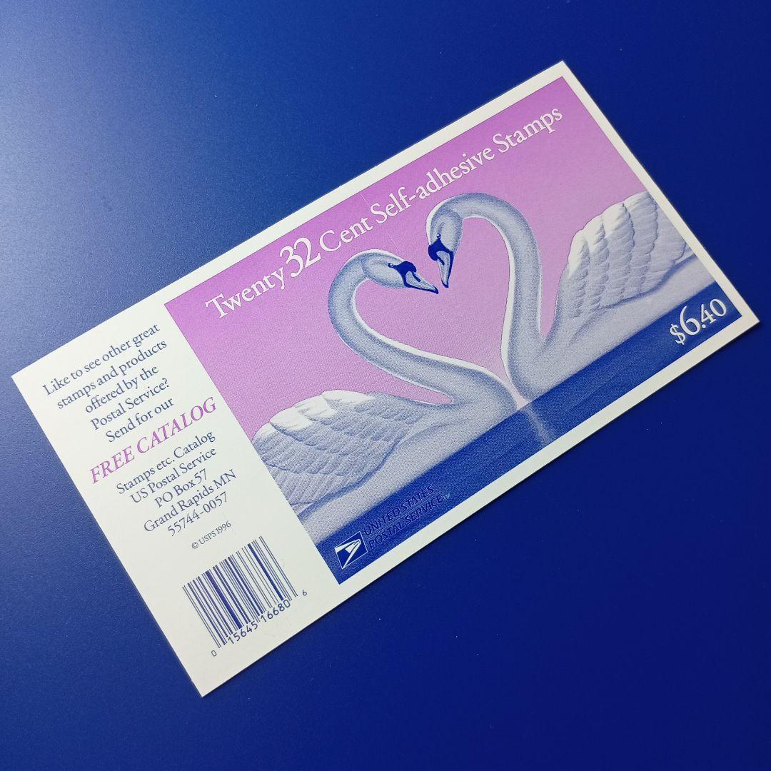 4678 外国切手 アメリカ USA 1997年 白鳥のハート20面入切手帳