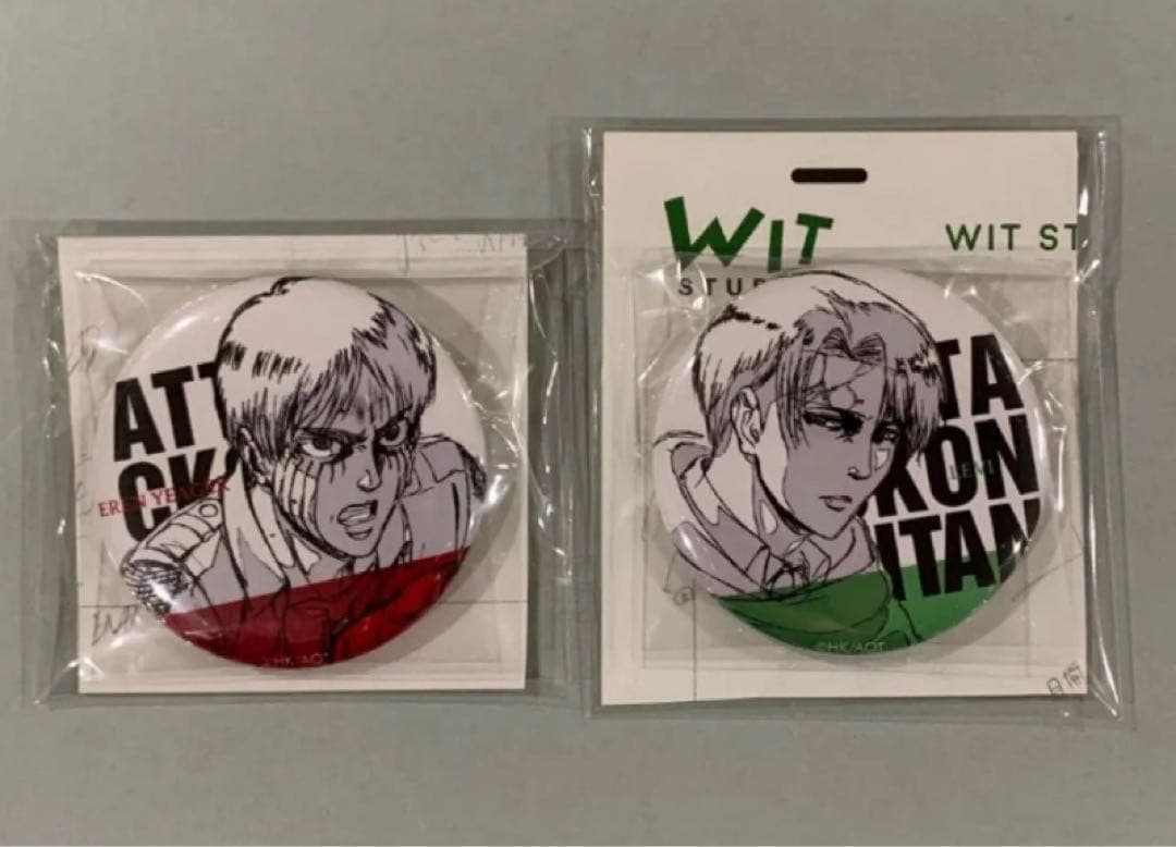 ☆進撃の巨人 リヴァイ　エレン　缶バッジ　wit studio