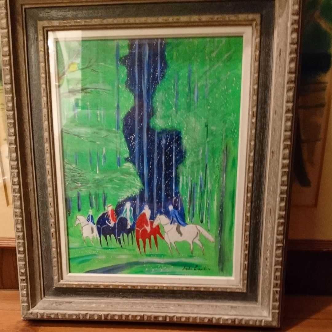 絵画 馬 額装油絵