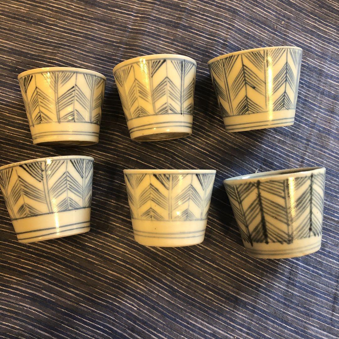 江戸後期そば猪口矢羽6個セット