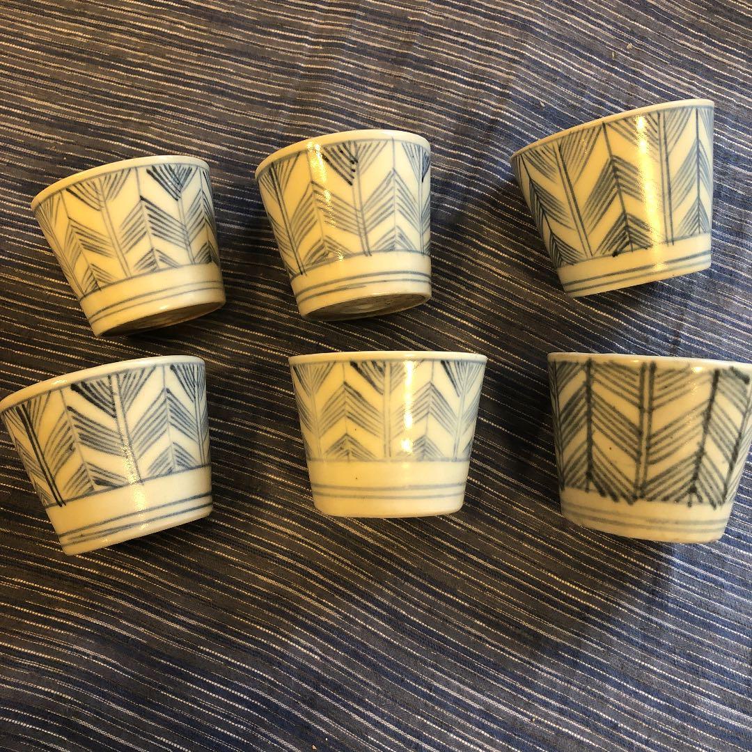 江戸後期そば猪口矢羽6個セット