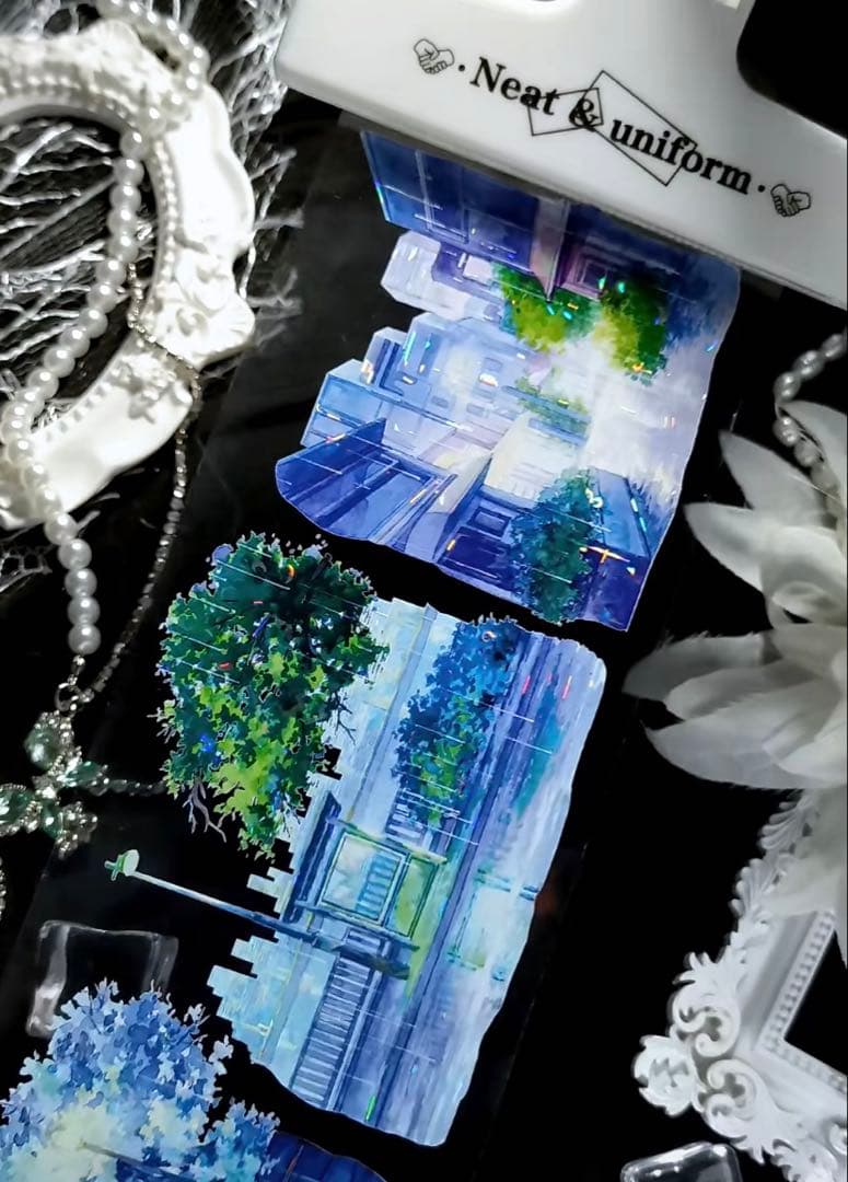 海外マスキングテープ巻売り 潮湿雨夜 風景マスキングテープ人物マステ