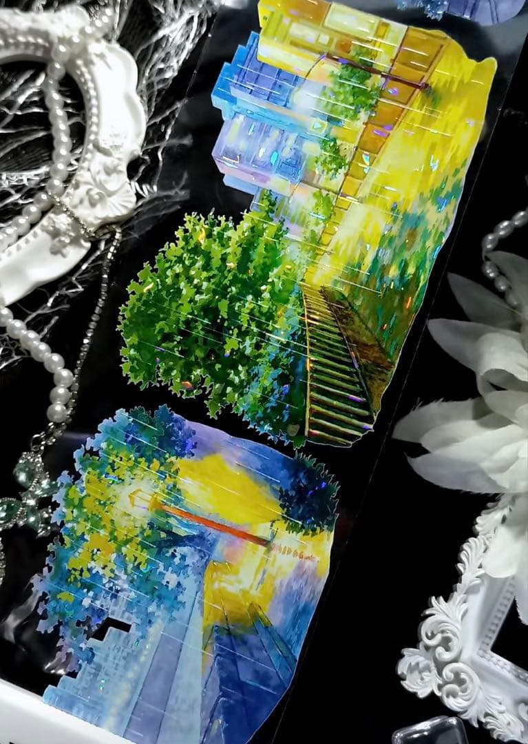 海外マスキングテープ巻売り 潮湿雨夜 風景マスキングテープ人物マステ