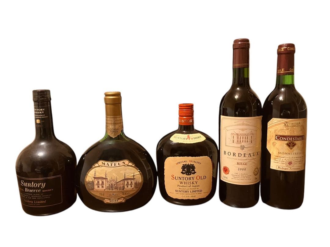 ウイスキー2本、ロゼワイン1本、赤ワイン2本　古酒　5本セット　未開封