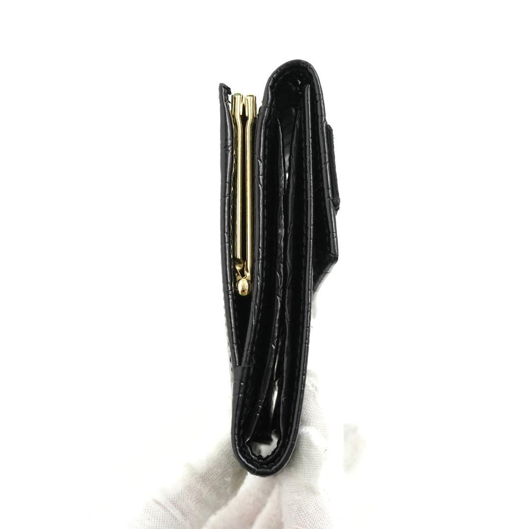 ✨未使用品✨　フェラガモ　ミニ財布　三つ折り　ヴァラリボン　がま口　クロコ型押し