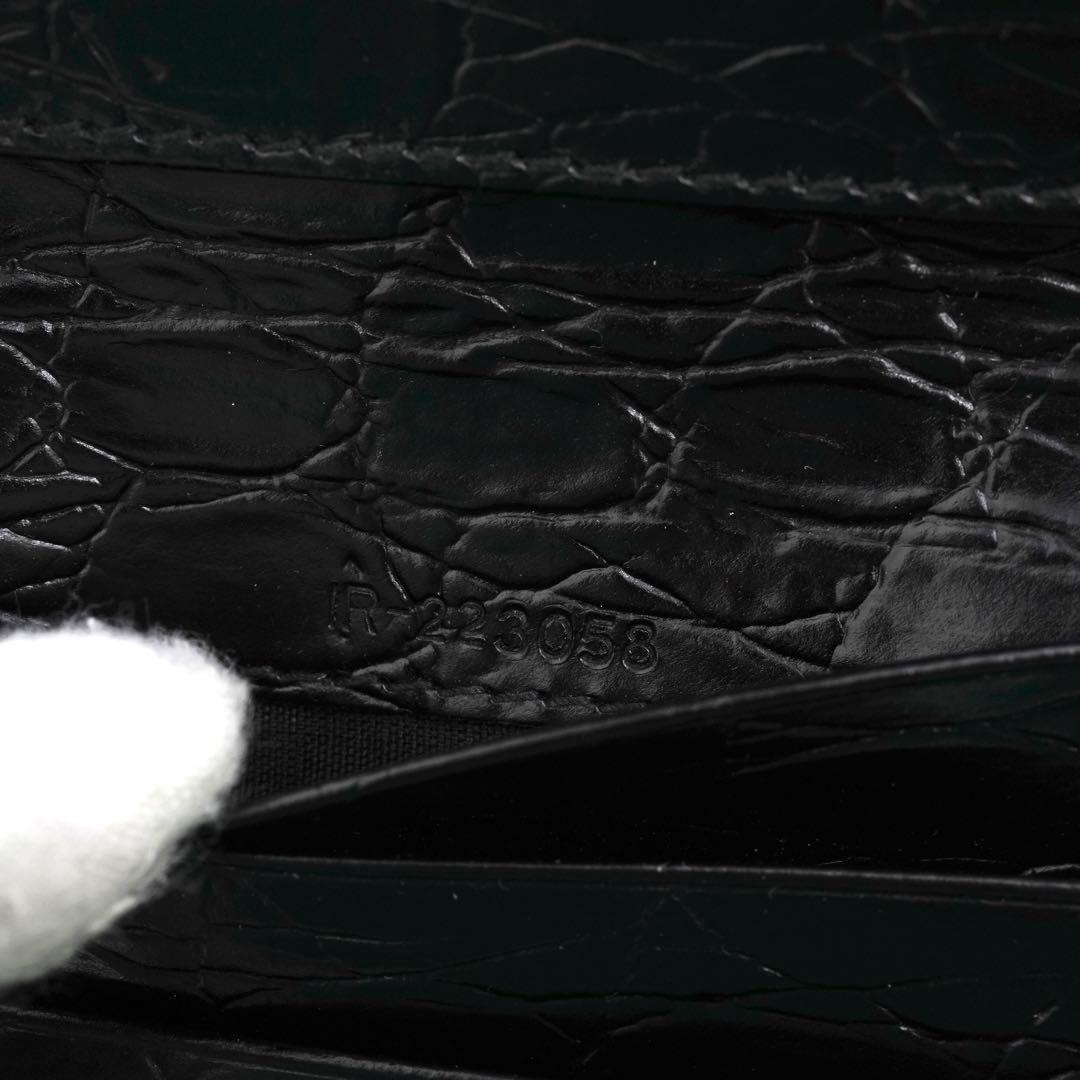 ✨未使用品✨　フェラガモ　ミニ財布　三つ折り　ヴァラリボン　がま口　クロコ型押し