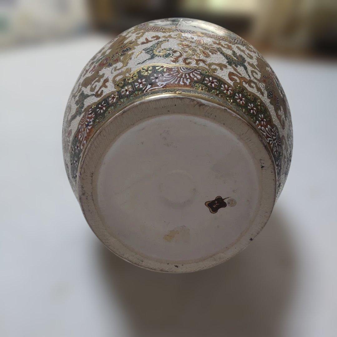 金彩武士絵付陶器花瓶　薩摩焼風 花瓶 明治期風 高さ46cm 伝統工芸