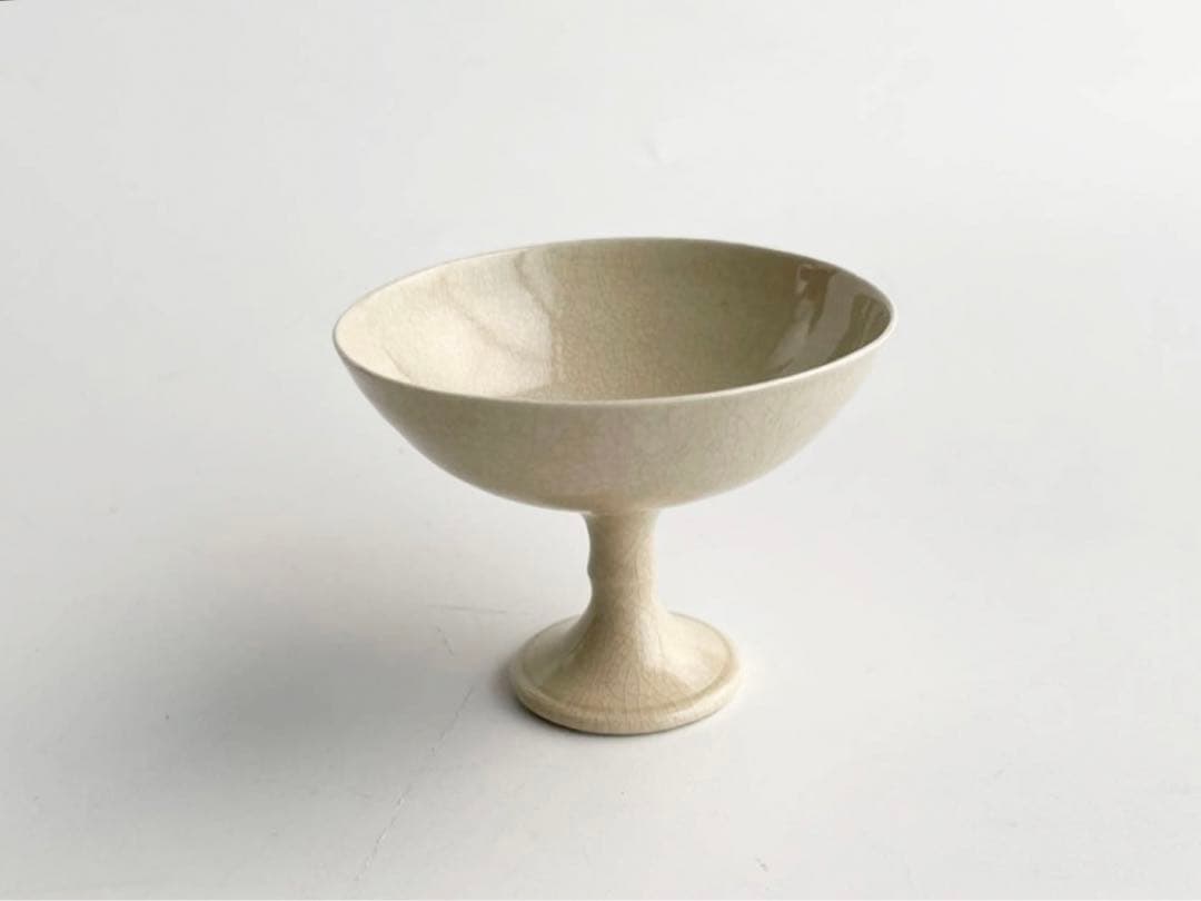 陶芸家　川瀬忍　白磁　脚杯　馬上杯　高脚杯　共箱