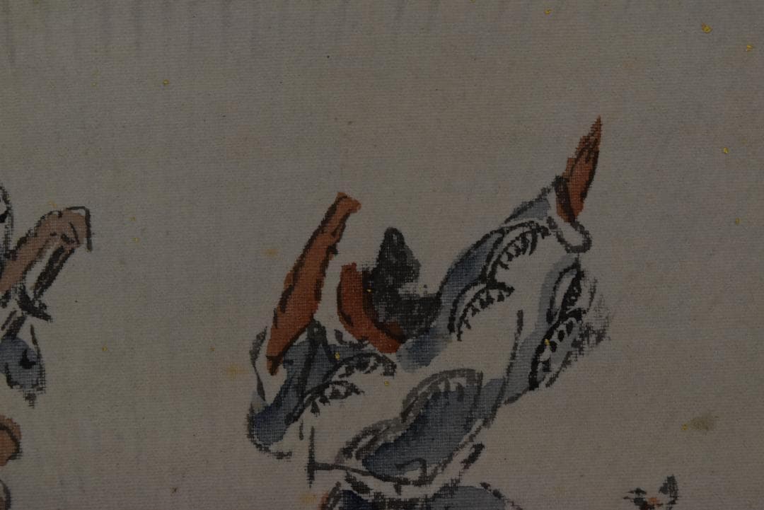 【真作】長町竹石/盆踊り図/団扇面/掛軸☆宝船☆Z-733