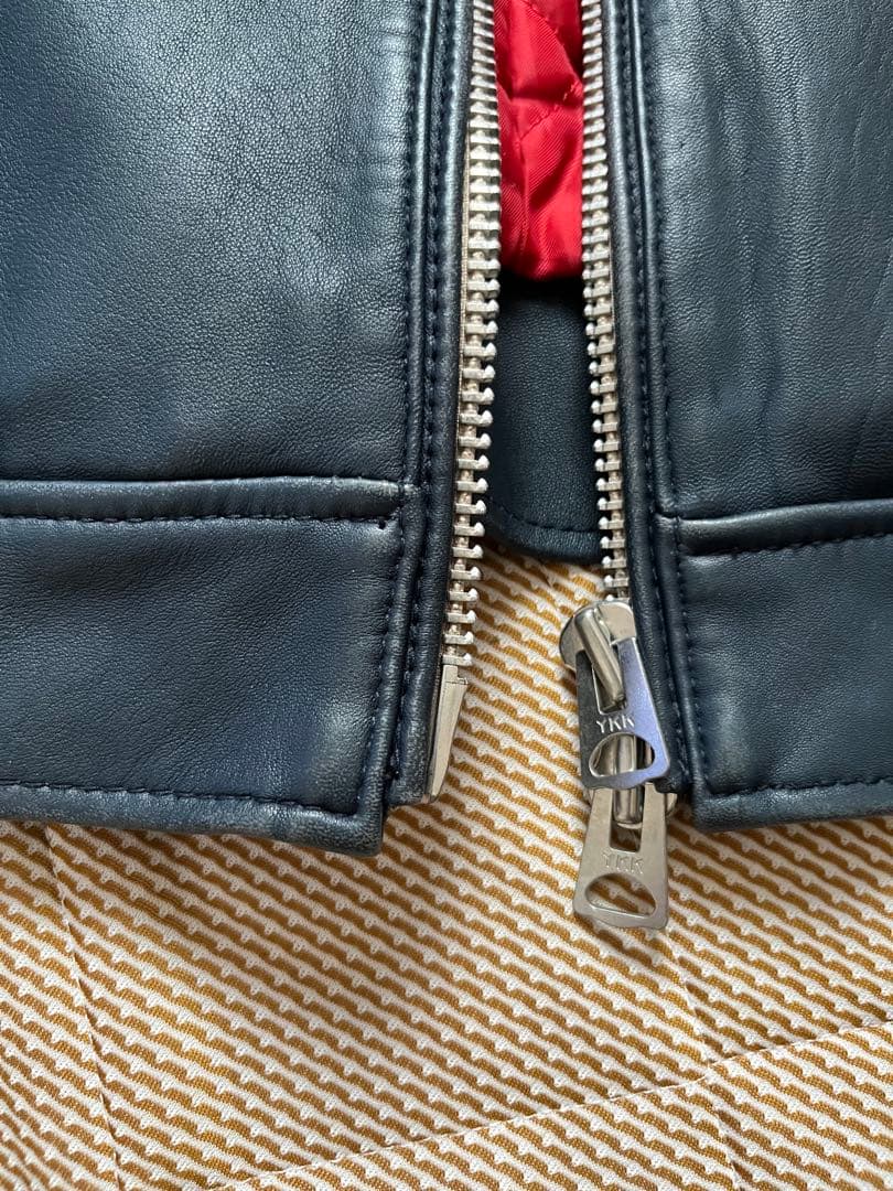 NANO-UNIVERSE ネイビー レザーライダースジャケット