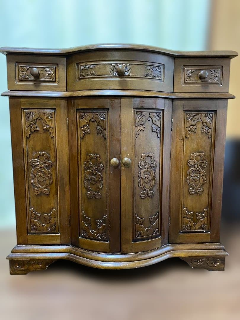 アンティーク風 天然木 キャビネット チェスト サイドボード　12c139