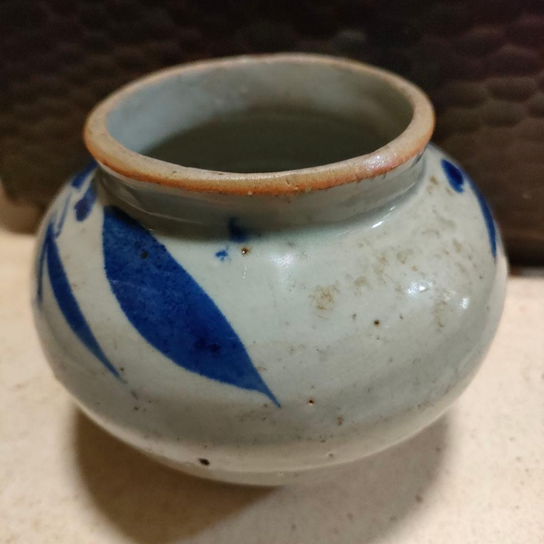李朝　小壺　染付　朝鮮美術　時代物　骨董アンティーク