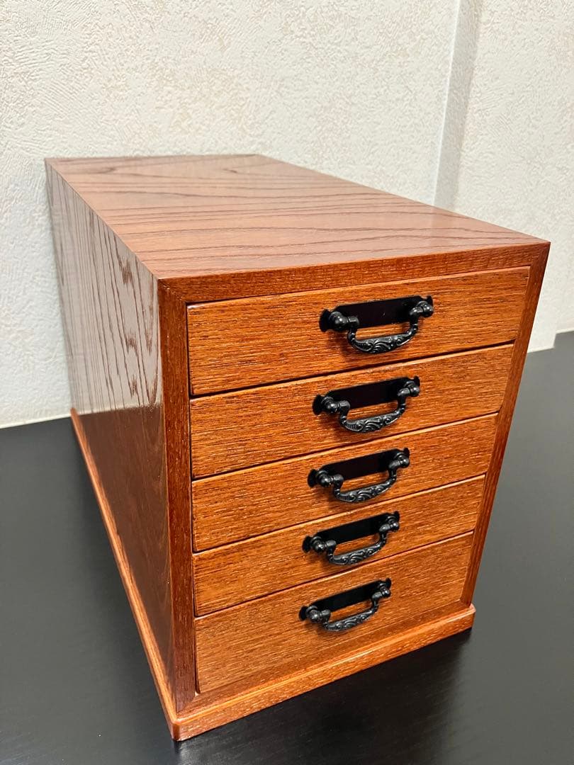 天然木、アクセサリーケース、宝石入れ、収納箱、インテリア、区切り変更可能、(中)