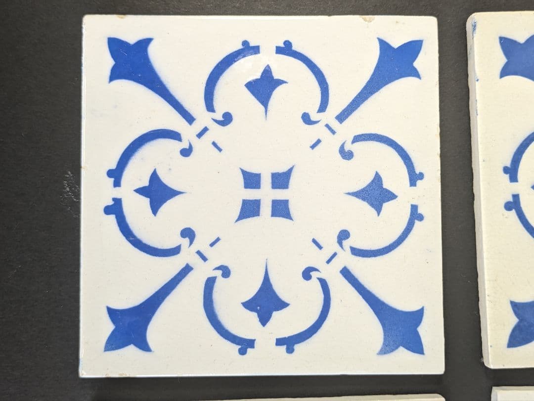イギリス アンティーク ブルー&ホワイト タイル 6枚セット