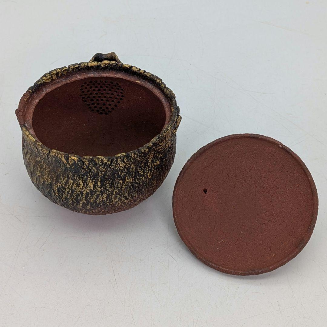 鈴木篤夫 備前焼 金彩備前龍摘宝瓶 四方桟共箱共布栞 手造り宝瓶 煎茶道具 竜