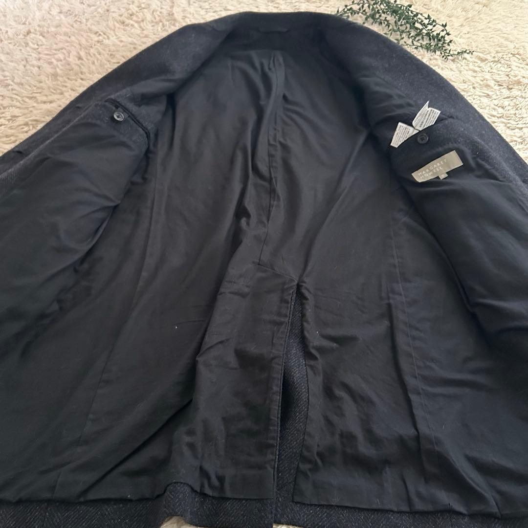 マーガレットハウエル ヘリンボーン ウール 比翼ボタン チェスターコート