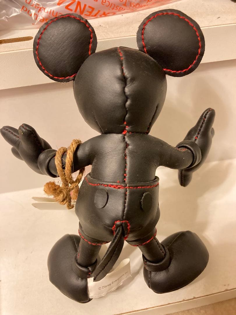 ディズニー レザーミッキーマウスぬいぐるみ　アンティークドール　タグ付き　レア