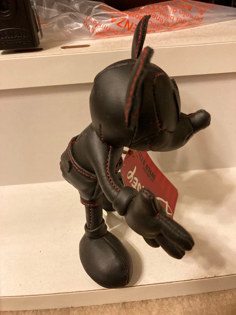 ディズニー レザーミッキーマウスぬいぐるみ　アンティークドール　タグ付き　レア