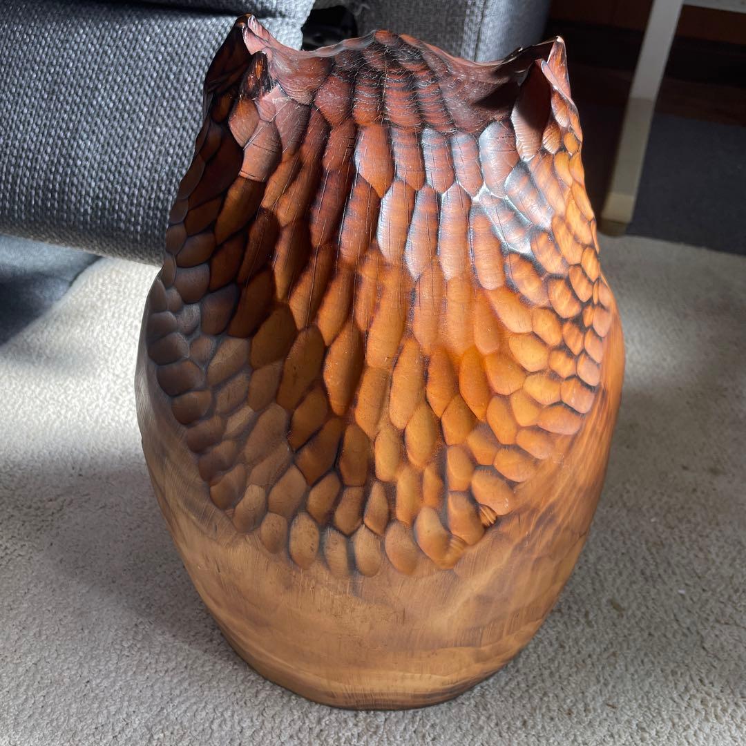 木彫り 名品フクロウ 美品希少 木彫民藝彫刻品。24