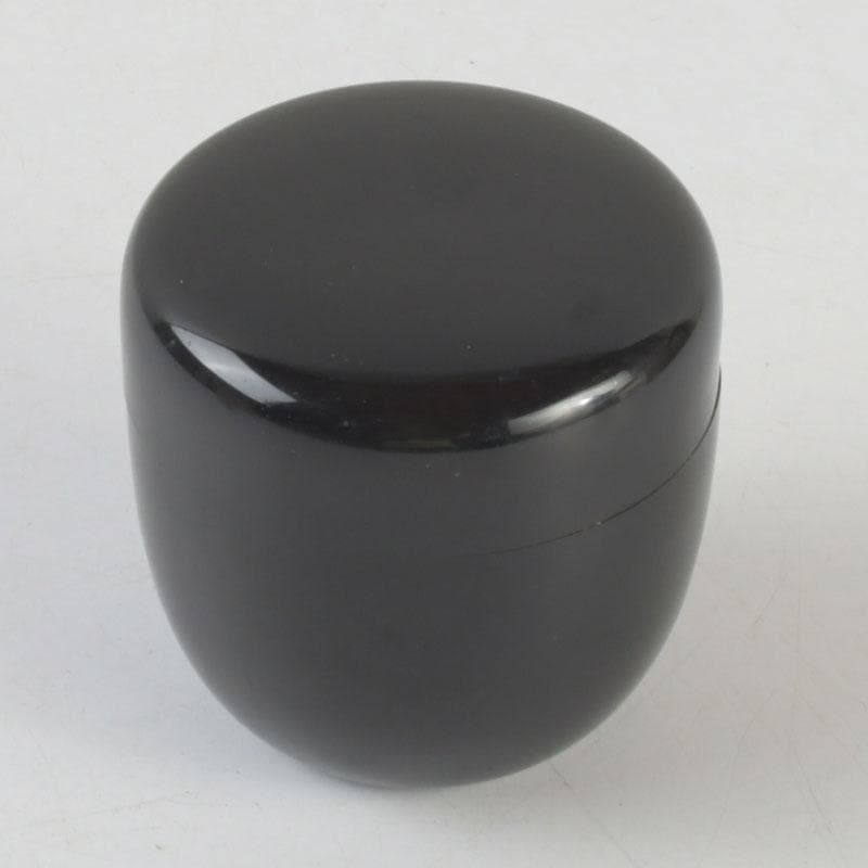 茶道具　輪島塗　岡本陽斎作　切合口　黒中棗　共箱　V　9463