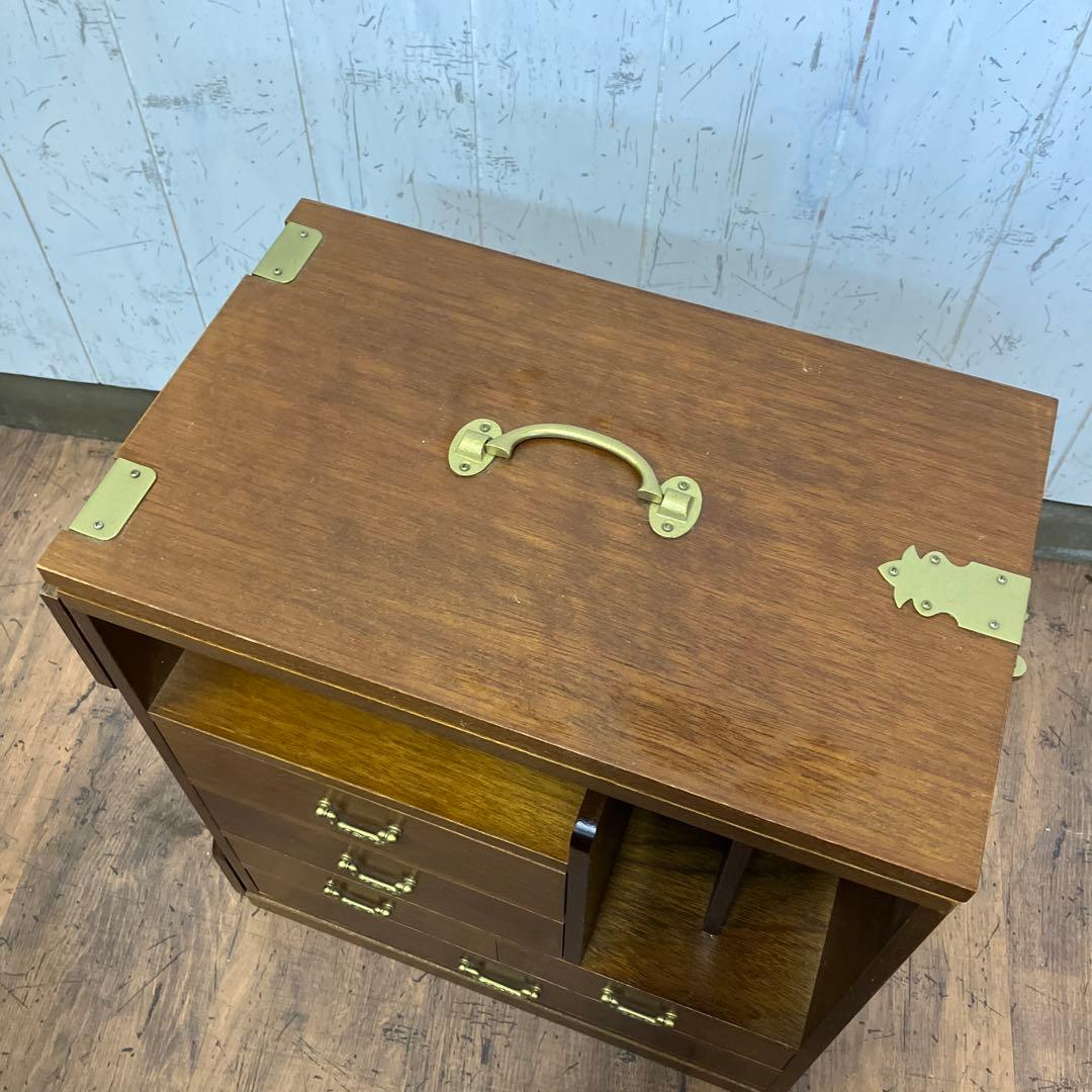 A-4 昭和レトロ ドロップリーフ式 テーブル 折りたたみ式 木製 収納棚