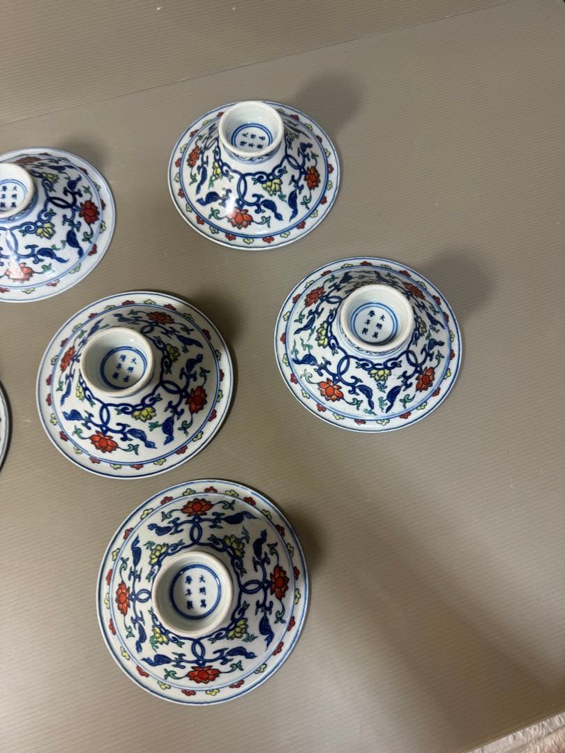 2368  中国骨董　大明萬暦年製銘4客　大明嘉靖年製銘2客　鯉文　鉢　合計6客