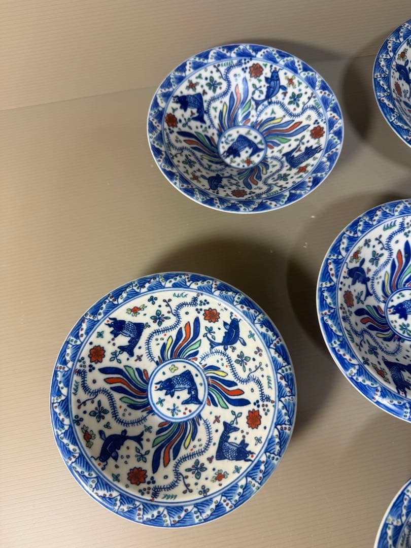 2368  中国骨董　大明萬暦年製銘4客　大明嘉靖年製銘2客　鯉文　鉢　合計6客