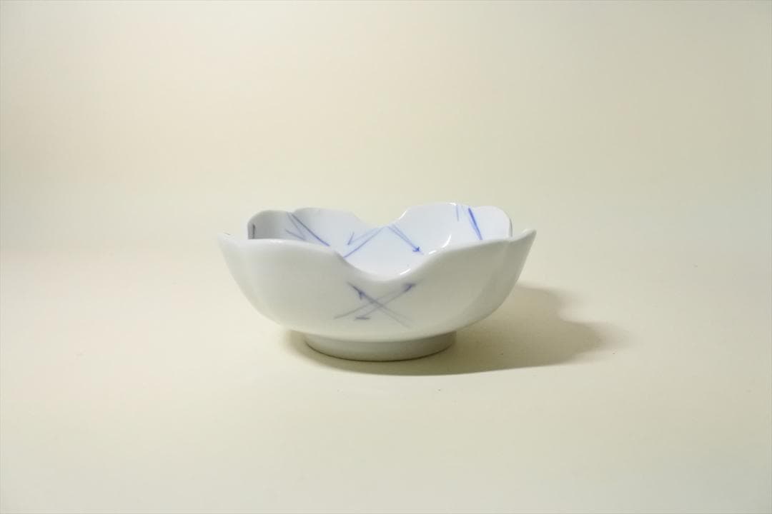 江戸末期～明治時代　伊万里　染付　折松葉　角　鉢　向付　５客組　骨董品　g