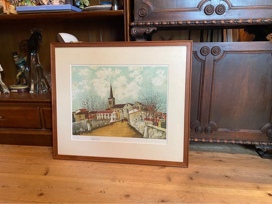 モーリス•ユトリロ 郊外の教会 ムルロー版 リトグラフ 絵画