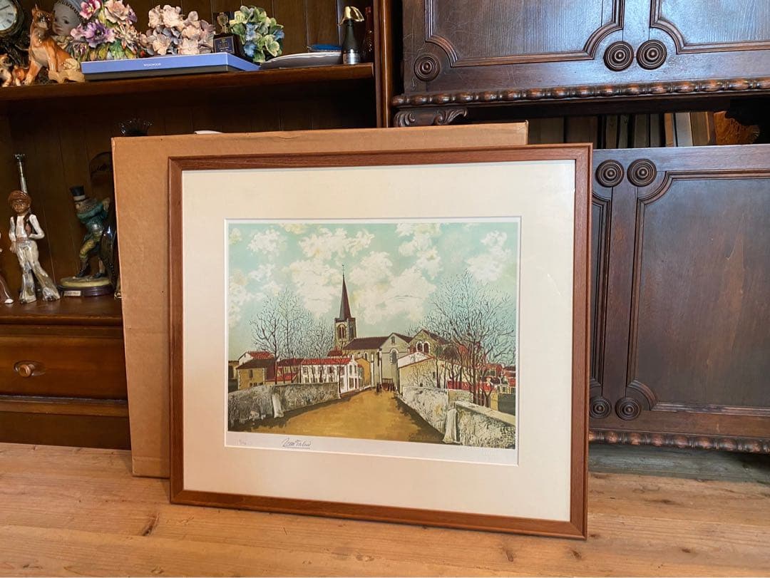 モーリス•ユトリロ 郊外の教会 ムルロー版 リトグラフ 絵画