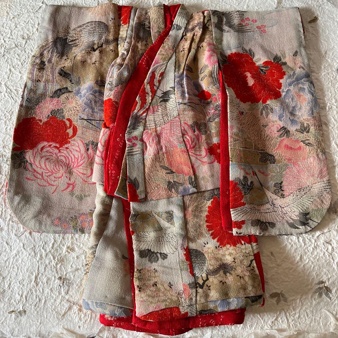 古布　江戸縮緬　人形の着物　15号　二枚仕立て　希少　打掛？　2612503