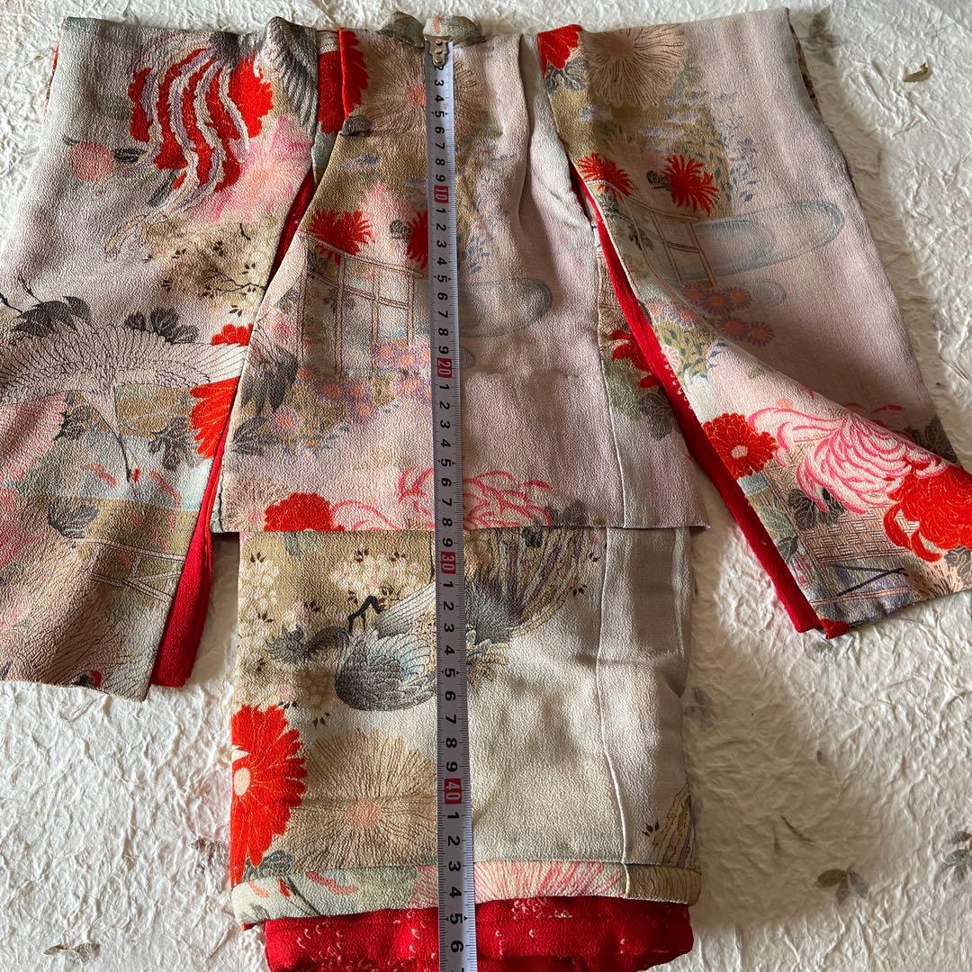 古布　江戸縮緬　人形の着物　15号　二枚仕立て　希少　打掛？　2612503