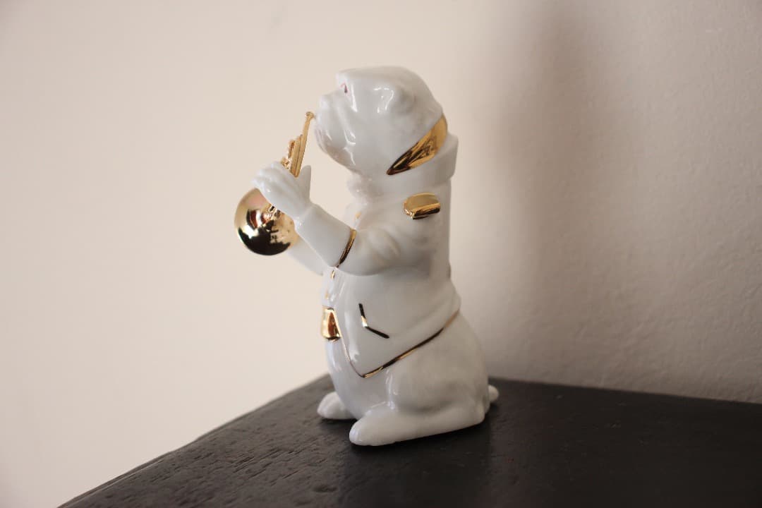 未使用・箱入　PICK BOY　犬　置物　演奏会　５匹　陶器人形　フィギュリン