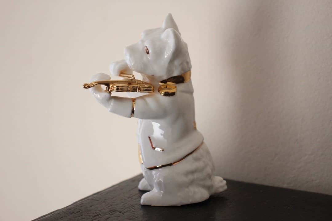 未使用・箱入　PICK BOY　犬　置物　演奏会　５匹　陶器人形　フィギュリン