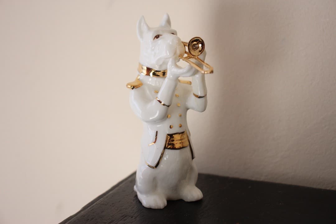 未使用・箱入　PICK BOY　犬　置物　演奏会　５匹　陶器人形　フィギュリン