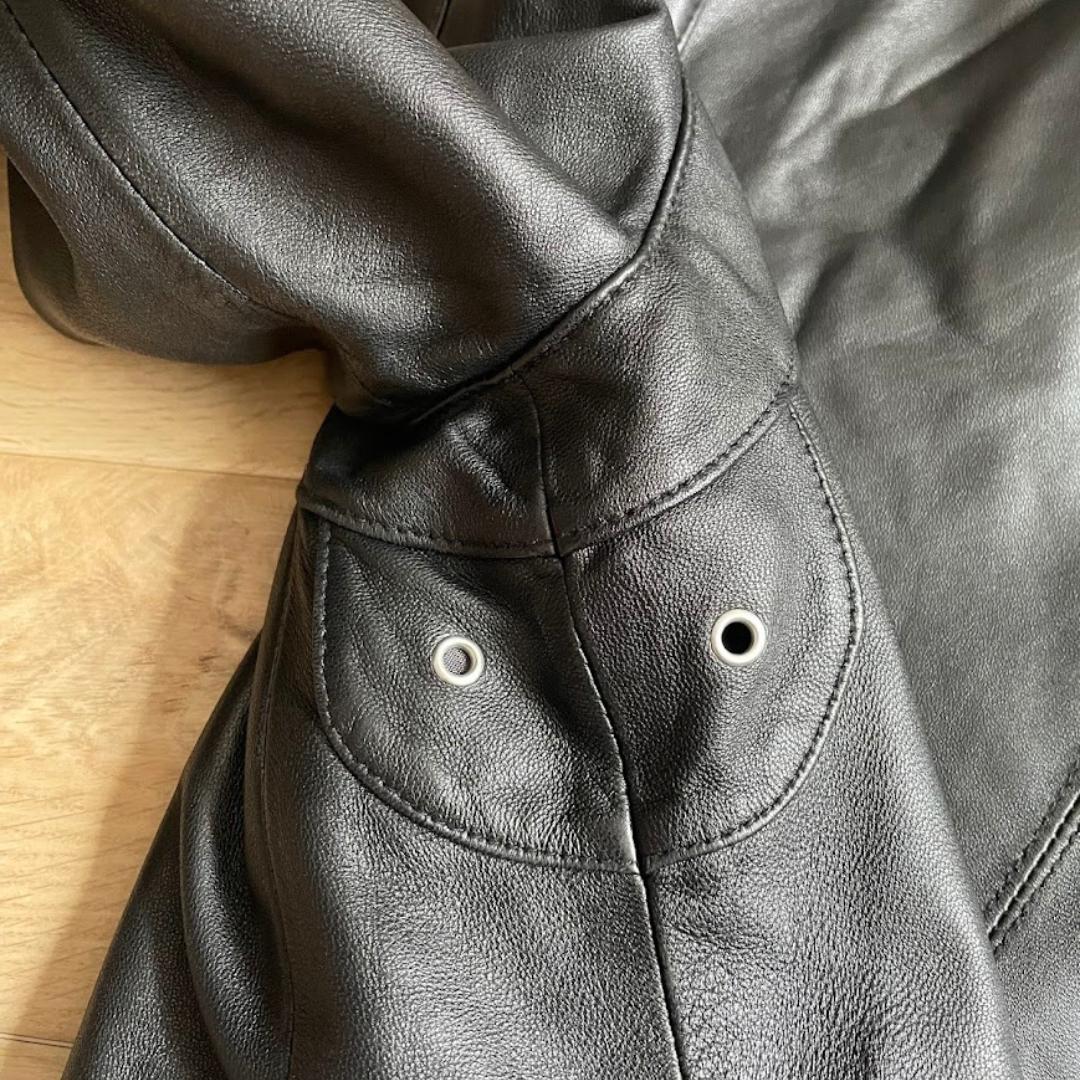 シングルライダースジャケット メンズ 黒 Lサイズ 本革 ラムレザー 革ジャン