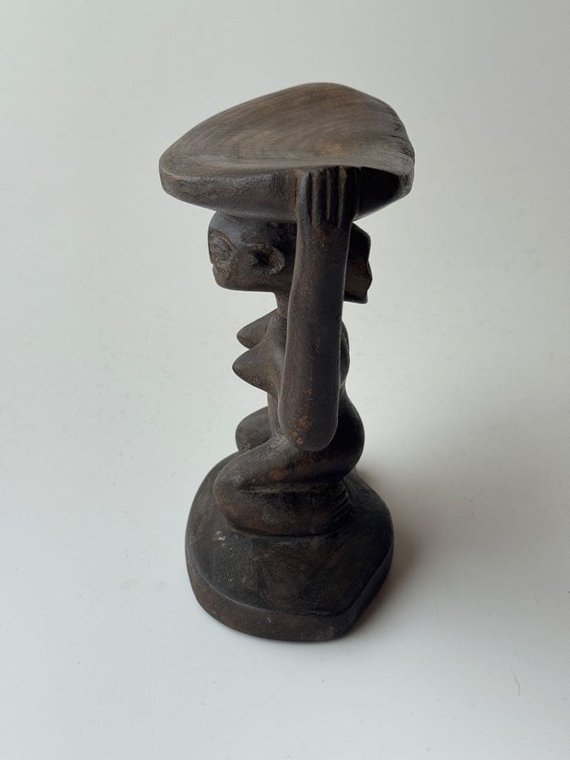 ヴィンテージ コンゴ ルバ族 ヘッドレスト 木製 女性像 セヌフォ