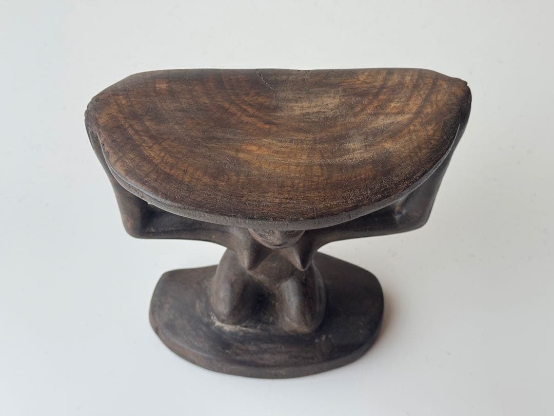 ヴィンテージ コンゴ ルバ族 ヘッドレスト 木製 女性像 セヌフォ