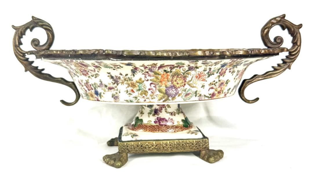 WL 1895 ウォン・リー磁器 ブロンズ 豪華な大きなボウル WWTT372