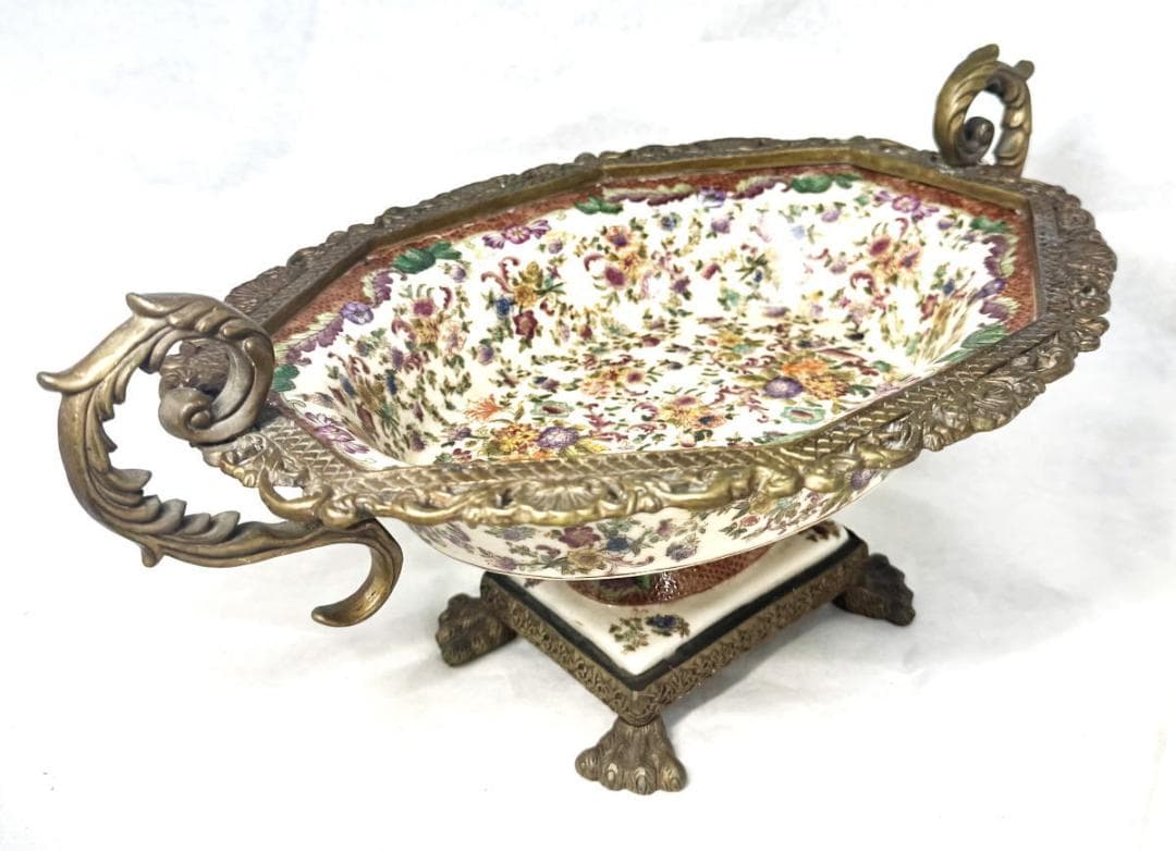 WL 1895 ウォン・リー磁器 ブロンズ 豪華な大きなボウル WWTT372