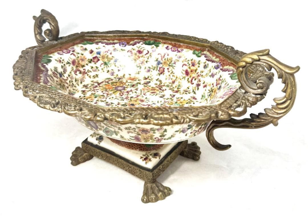 WL 1895 ウォン・リー磁器 ブロンズ 豪華な大きなボウル WWTT372