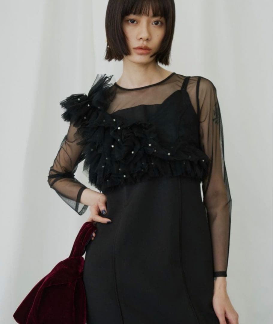 ANDRESD pearl bustier dressお呼ばれドレス