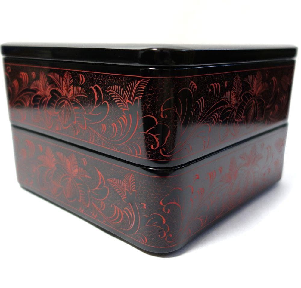 輪島塗 未使用 沈金 桐文様 二段重箱