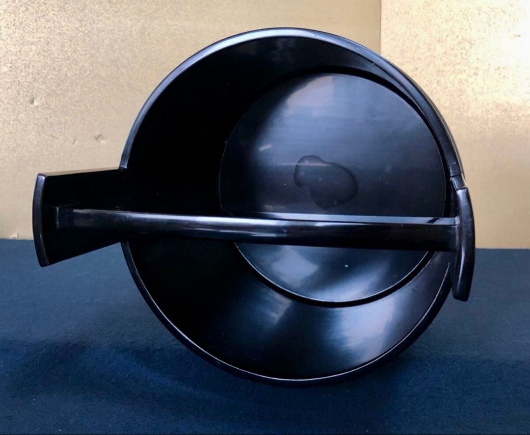 「祖」黒真塗 手桶水指 塗師 川瀬 表完 木製漆器 共箱 (台①)